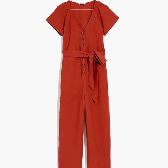 NWT Linen-Cotton Pleat-Sleeve Jumpsuit - Picture 1 of 4
